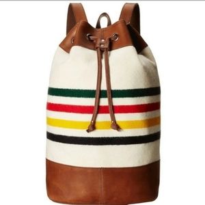 PENDLETON Glacier National Park Leather and Wool Bucket Bag / Backpack